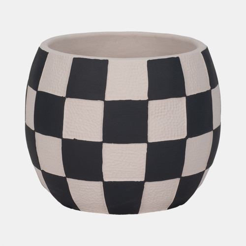 sagebrook home 8" Checkerboard Rounded Planter Black/white Wishlist Create New