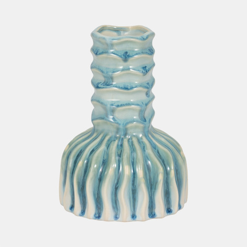 Sagebrook Home 8" Coastal Ribbed Bud Vase Reactive Finish Blue Wishlist Create New