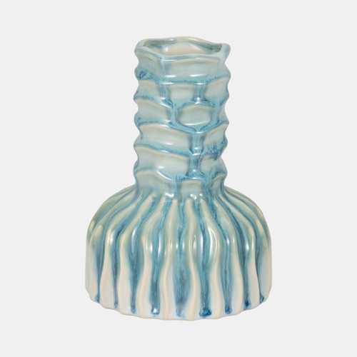 sagebrook home 8" Coastal Ribbed Bud Vase Reactive Finish Blue Wishlist Create New