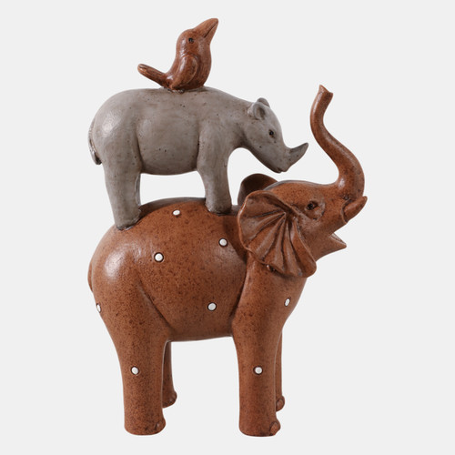 Sagebrook Home 8" Elephant Animal Pyramid Multi Wishlist Create New