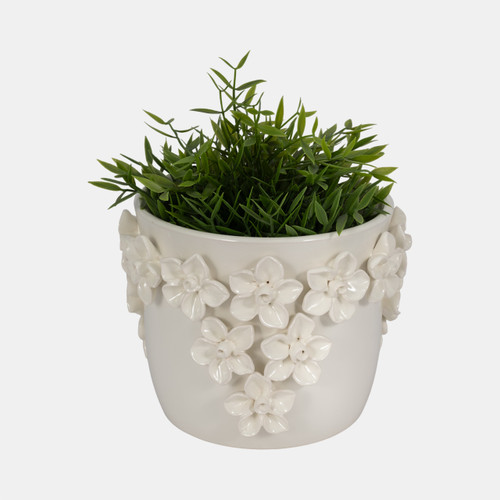 Sagebrook Home 8" Floral Applique Planter Ivory Wishlist Create New