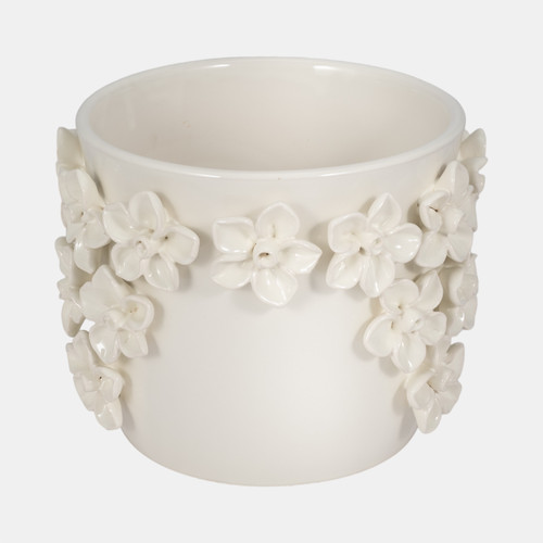 Sagebrook Home 8" Floral Applique Planter Ivory Wishlist Create New