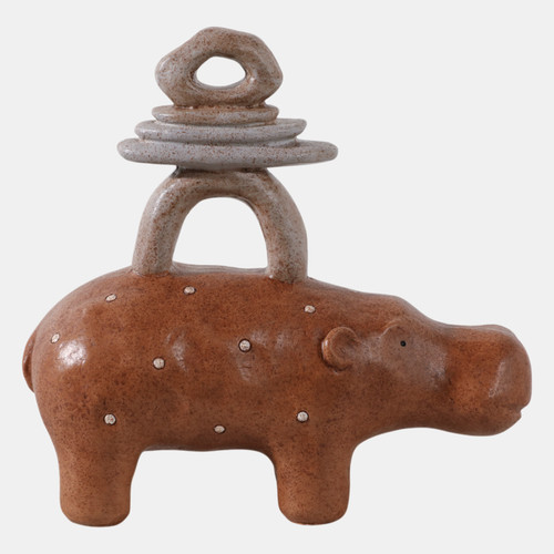 Sagebrook Home 8" Hippo With Stacked Stones Multi Wishlist Create New