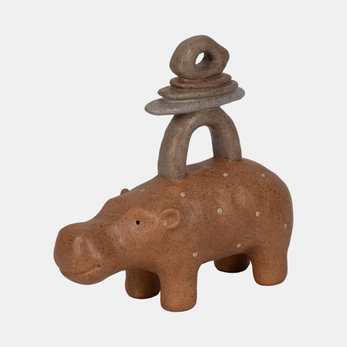 Sagebrook Home 8" Hippo With Stacked Stones Multi Wishlist Create New