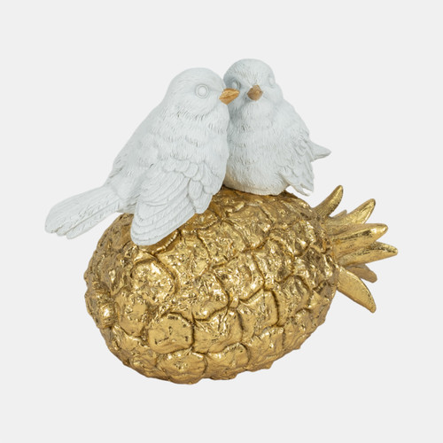 Sagebrook Home 8" Kissing Birds On Pineapple White/gold Wishlist Create New