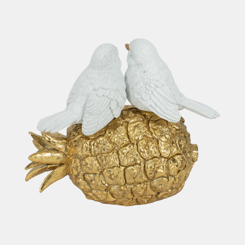 Sagebrook Home 8" Kissing Birds On Pineapple White/gold Wishlist Create New
