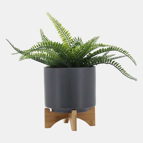Sagebrook Home 8" Planter W/ Wood Stand Matte Gray Wishlist Create New
