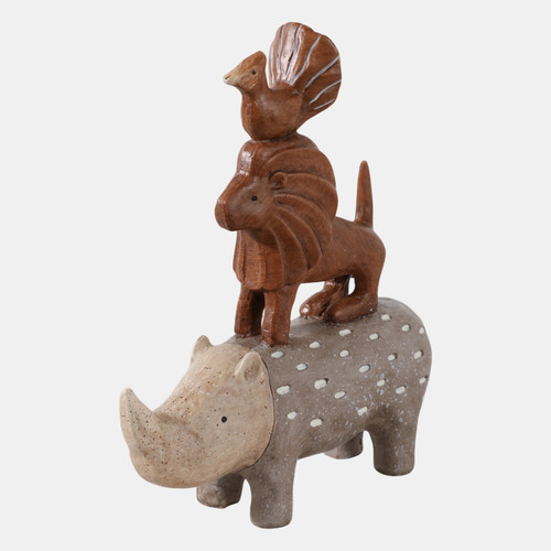 Sagebrook Home 8" Rhino Animal Pyramid Multi Wishlist Create New