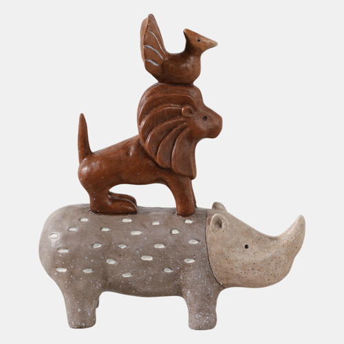 Sagebrook Home 8" Rhino Animal Pyramid Multi Wishlist Create New