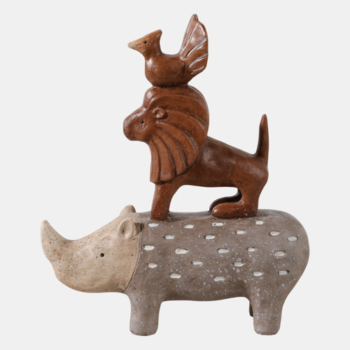 sagebrook home 8" Rhino Animal Pyramid Multi Wishlist Create New