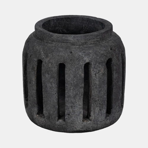 Sagebrook Home 8" Round Lantern Hurricane With Open Slats Black Wishlist Create New