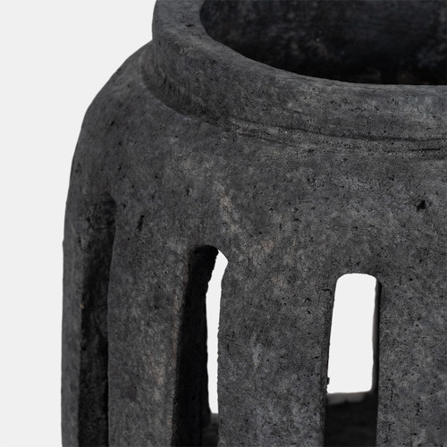 Sagebrook Home 8" Round Lantern Hurricane With Open Slats Black Wishlist Create New