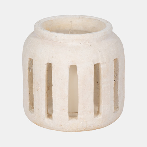 Sagebrook Home 8" Round Lantern Hurricane With Open Slats White Wishlist Create New