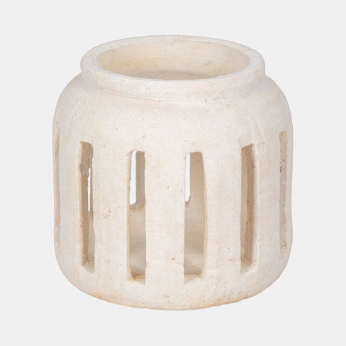 Sagebrook Home 8" Round Lantern Hurricane With Open Slats White Wishlist Create New