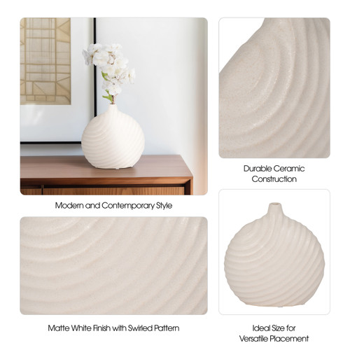 Sagebrook Home 8" Round Swirled Matte Vase White Wishlist Create New