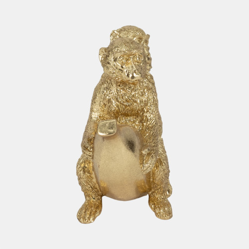 Sagebrook Home 8" Three Monkeys On Banana Gold Wishlist Create New