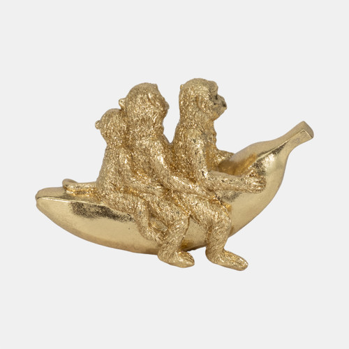 Sagebrook Home 8" Three Monkeys On Banana Gold Wishlist Create New