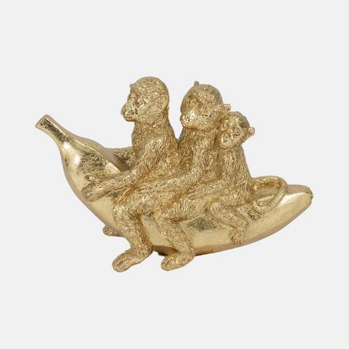 sagebrook home 8" Three Monkeys On Banana Gold Wishlist Create New