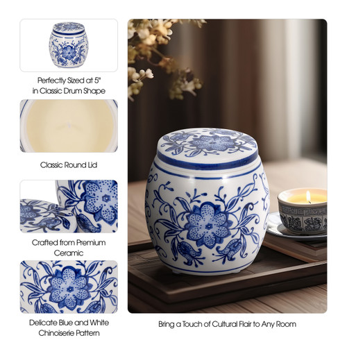 Sagebrook Home 8oz Lavender Verbena Chinoiserie Cndle Blu/wht Wishlist Create New