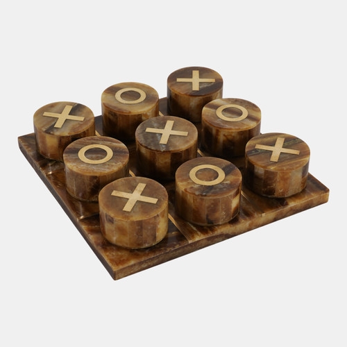 Sagebrook Home 8x2" Tortoise Tic-tac-toe Set Brass Inlay Brown Wishlist Create New