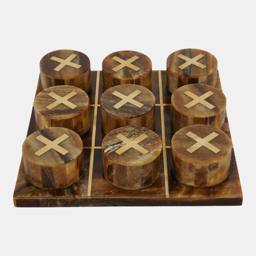 Sagebrook Home 8x2" Tortoise Tic-tac-toe Set Brass Inlay Brown Wishlist Create New