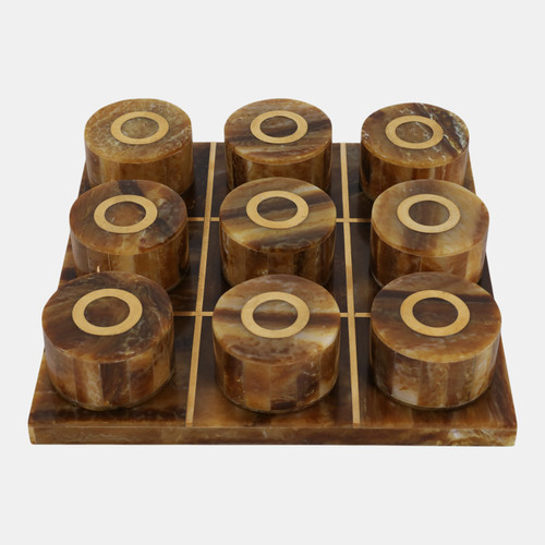 Sagebrook Home 8x2" Tortoise Tic-tac-toe Set Brass Inlay Brown Wishlist Create New