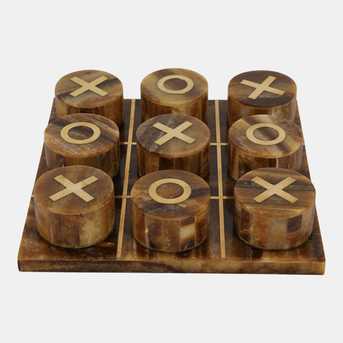 sagebrook home 8x2" Tortoise Tic-tac-toe Set Brass Inlay Brown Wishlist Create New