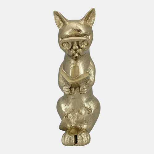 sagebrook home 8x4" Reading Kitty W/ Glasses Gold Wishlist Create New