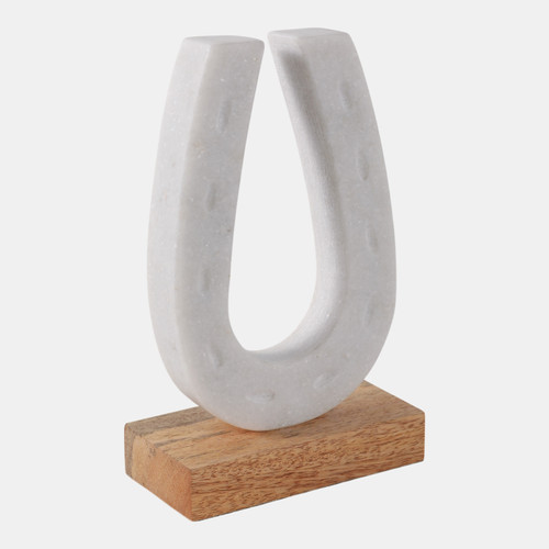 Sagebrook Home 8x5" Marble Horseshoe On Wood Base White/natural Wishlist Create New