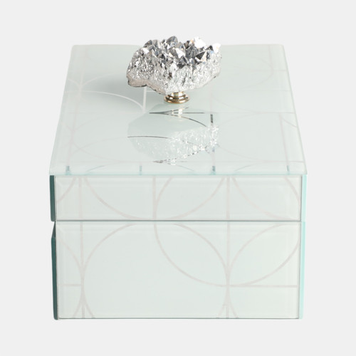 Sagebrook Home 8x5" Sparkly Geo Glass Box Stone Top Silver Wishlist Create New