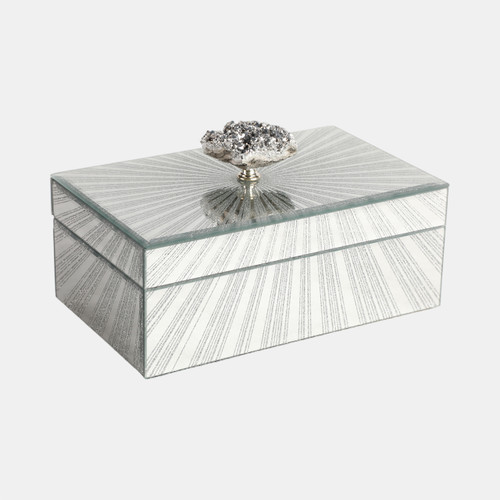 Sagebrook Home 8x5" Sparkly Starburst Glass Box Stone Top Silver Wishlist Create New