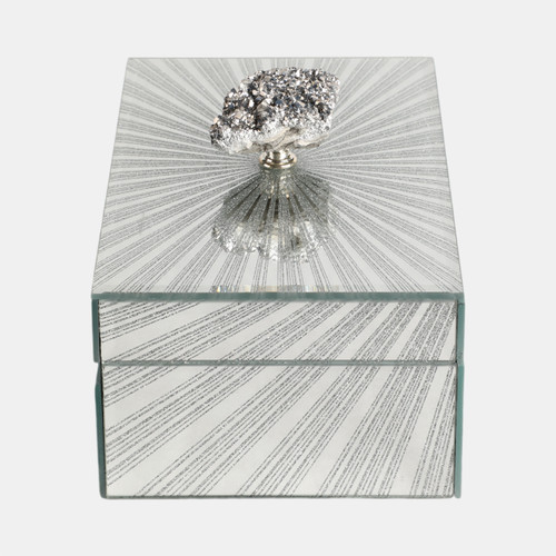 Sagebrook Home 8x5" Sparkly Starburst Glass Box Stone Top Silver Wishlist Create New