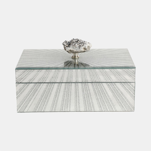 sagebrook home 8x5" Sparkly Starburst Glass Box Stone Top Silver Wishlist Create New