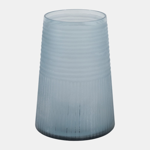 Sagebrook Home 8x6" Etched Lines Tapered Glass Vase Blue Wishlist Create New