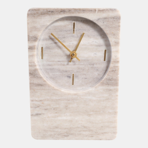 sagebrook home 8x6" Marble Clock With Brass Details Beige Wishlist Create New