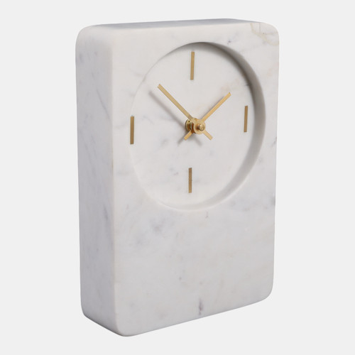 Sagebrook Home 8x6" Marble Clock With Brass Details White Wishlist Create New