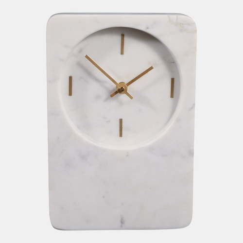 sagebrook home 8x6" Marble Clock With Brass Details White Wishlist Create New