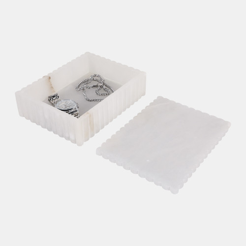 Sagebrook Home 8x6" Ribbed Alabaster Box White Wishlist Create New