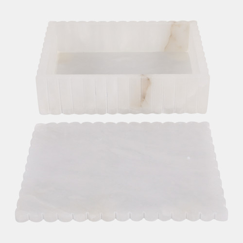 Sagebrook Home 8x6" Ribbed Alabaster Box White Wishlist Create New