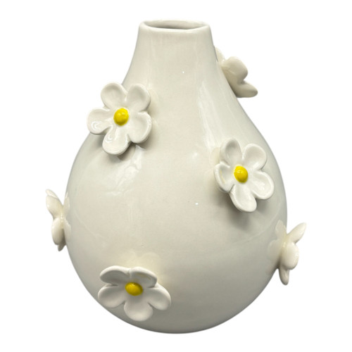 sagebrook home 8x7" Daisy Applique Vase Ivory/yellow Wishlist Create New