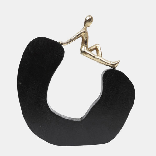 Sagebrook Home 8x7" Figure On Half Round Wood Gold/black Wishlist Create New