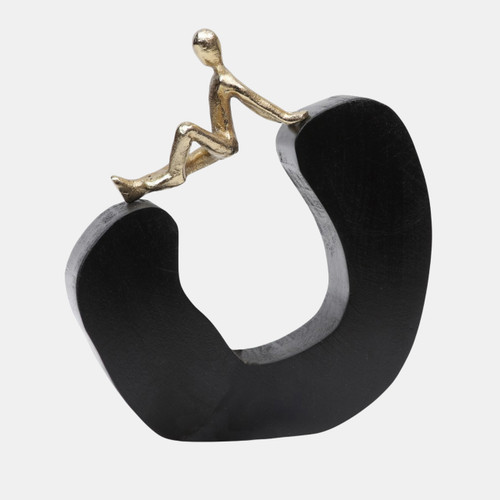 Sagebrook Home 8x7" Figure On Half Round Wood Gold/black Wishlist Create New