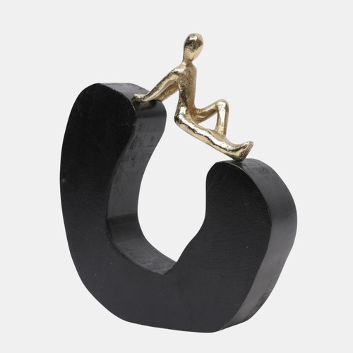 sagebrook home 8x7" Figure On Half Round Wood Gold/black Wishlist Create New