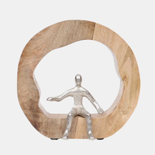 sagebrook home 8x7" Figure Sitting In Wood Round Silver/natural Wishlist Create New