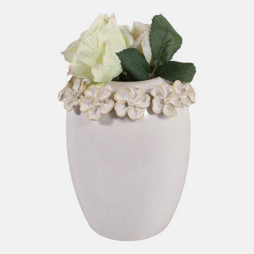 Sagebrook Home 8x7" Floral Applique Vase Ivory Wishlist Create New