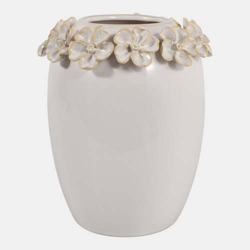 Sagebrook Home 8x7" Floral Applique Vase Ivory Wishlist Create New