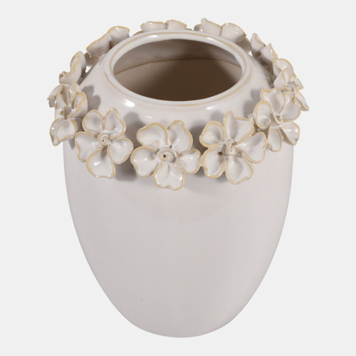 Sagebrook Home 8x7" Floral Applique Vase Ivory Wishlist Create New