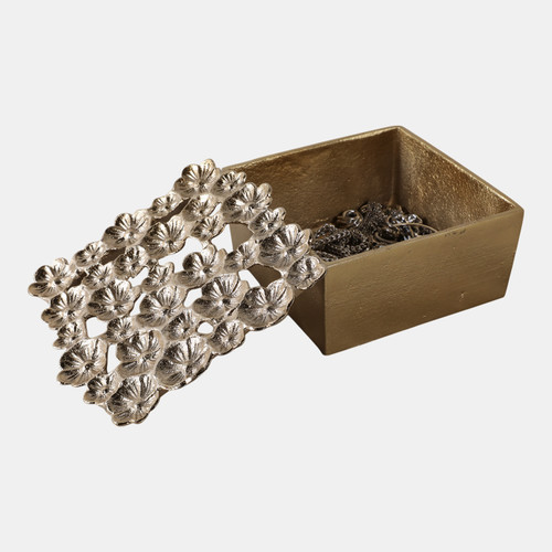 Sagebrook Home 8x8" Flower Cut-out Metal Box Gold Wishlist Create New