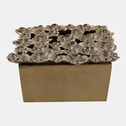 Sagebrook Home 8x8" Flower Cut-out Metal Box Gold Wishlist Create New