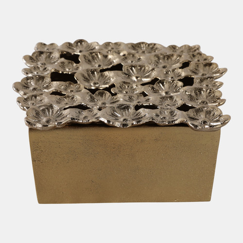 Sagebrook Home 8x8" Flower Cut-out Metal Box Gold Wishlist Create New